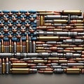 American flag composed of copper-colored metal pieces arranged to form a flag