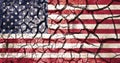 American flag on cracked ground background Royalty Free Stock Photo