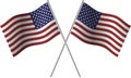 American Flag 3D pair crossed vector isolated on transparent background. 13 stripes and 50 stars. Available in EPS10 and jpg