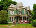 American flag decor on victorian porch Royalty Free Stock Photo