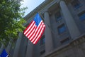 American Flag on Department of Justice Royalty Free Stock Photo