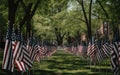 American Flag display commemorating national holiday happy memorial day. Ai generative Royalty Free Stock Photo