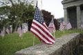 American Flag Display on public lawn Royalty Free Stock Photo