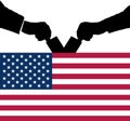 American flag and election vote silhouette composition. Describe the 2024 US election situation and results