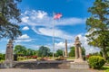 American flag at the entrance to the Walnut Hill Park rose garden. Royalty Free Stock Photo