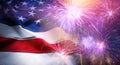 American flag and fireworks, banner design. Independence Day of USA Royalty Free Stock Photo