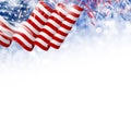 American flag with fireworks on bokeh background Royalty Free Stock Photo