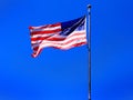 American Flag Fluttering in Breeze Wind Flowing United States Royalty Free Stock Photo