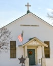 American Flag Flying in Front of Lafayette Church Elkhorn WI