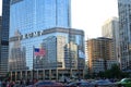 American flag flying in front of the Trump Tower in Chicago. Royalty Free Stock Photo