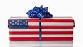 American Flag gift box isolate on White background PNG Royalty Free Stock Photo