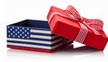 American Flag gift box isolate on White background PNG Royalty Free Stock Photo