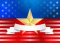 American flag with gold star and ribbon Royalty Free Stock Photo