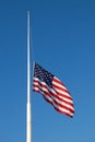 American flag at half mast Royalty Free Stock Photo