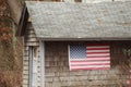American flag on barnboard shed garage, Charlton, Ma