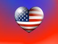 American Flag Heart Background, the Stars and Stripes as a Icon on a Patriotic Red and Blue Royalty Free Stock Photo