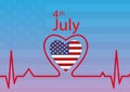 American flag in Heart icon design. Symbol of Independence Day. Patriotic Stickers for 4th of July. Love USA concept Royalty Free Stock Photo