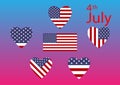 American flag in Heart icon design. Symbol of Independence Day. Patriotic Stickers for 4th of July. Love USA concept Royalty Free Stock Photo