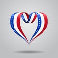 American flag heart-shaped ribbon. Vector illustration. Royalty Free Stock Photo