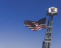 An American Flag is Hoisted Up by a Fire Truck in Remembrance on September 11th, 2018