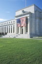 American Flag hung on The Federal Reserve Bank, Washington, D.C. Royalty Free Stock Photo