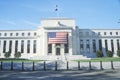 American Flag hung on The Federal Reserve Bank, Washington, D.C. Royalty Free Stock Photo