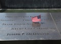 American Flag left at the National September 11 Memorial at Ground Zero in Lower Manhattan Royalty Free Stock Photo