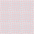 Line draw gingham red, blue, white seamless repeating pattern. T Royalty Free Stock Photo