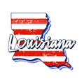 American flag in louisiana state map. Vector grunge style with Typography hand drawn lettering louisiana on map shaped old grunge Royalty Free Stock Photo