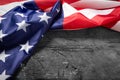 American flag lying on old wooden board Royalty Free Stock Photo