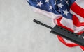 American flag and machine gun. Royalty Free Stock Photo