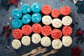 American flag made of cupcakes Royalty Free Stock Photo