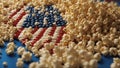 American flag made out of raspberry, cranberry and popcorn. Royalty Free Stock Photo