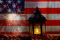 American flag on Memorial day honor respect patriotic military US in Candle memory