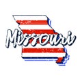 American flag in missouri state map. Vector grunge style with Typography hand drawn lettering missouri on map shaped old grunge Royalty Free Stock Photo