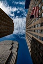 An American flag in motion at the Rockefeller Center Royalty Free Stock Photo