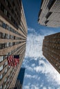 An American flag in motion at the Rockefeller Center Royalty Free Stock Photo