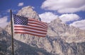 American Flag with Mountains, Grand Teton National Park, Wyoming Royalty Free Stock Photo