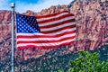 American Flag in National Park, USA. Royalty Free Stock Photo