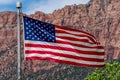 American Flag in National Park, USA. Royalty Free Stock Photo