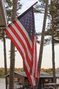 American Flag Near Bait and Tackle Shop on Lake in Rural East Texas Royalty Free Stock Photo