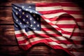 American flag on old wood background with copy space for your text. Generative AI Royalty Free Stock Photo