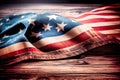 American flag on old wood background with copy space for your text. Generative AI Royalty Free Stock Photo