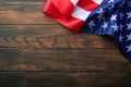 American Flag On Old Wooden Background With Copy Space. Close Up For Memorial Day Or 4th Of July Or Happy Martin Luther King Jr Da