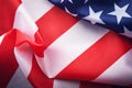 American Flag On Old Wooden Background With Copy Space. Close Up For Memorial Day Or 4th Of July Or Happy Martin Luther King Jr Da