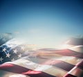 American flag over a beautiful sunset or sunrise