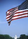 American flag over US Capitol Royalty Free Stock Photo