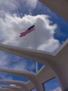 American Flag over the USS Arizona Memorial