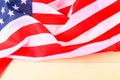 American Flag Over Whitewashed Wood Background For United States Holidays. Royalty Free Stock Photo