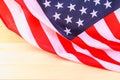 American Flag Over Whitewashed Wood Background For United States Holidays. Royalty Free Stock Photo